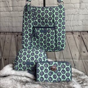 Vera Bradley Tote/zip wallet/cosmetic bag combo